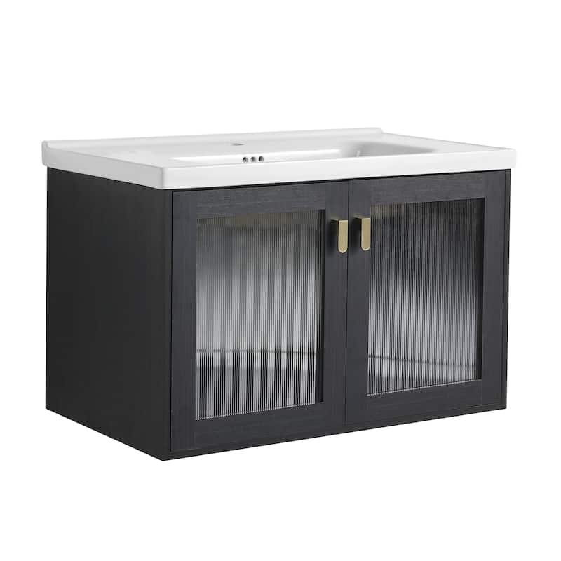 GDFStudio - Eliana Modern Freestanding Bathroom Vanity with Soft-Close Doors and Ceramic Sink