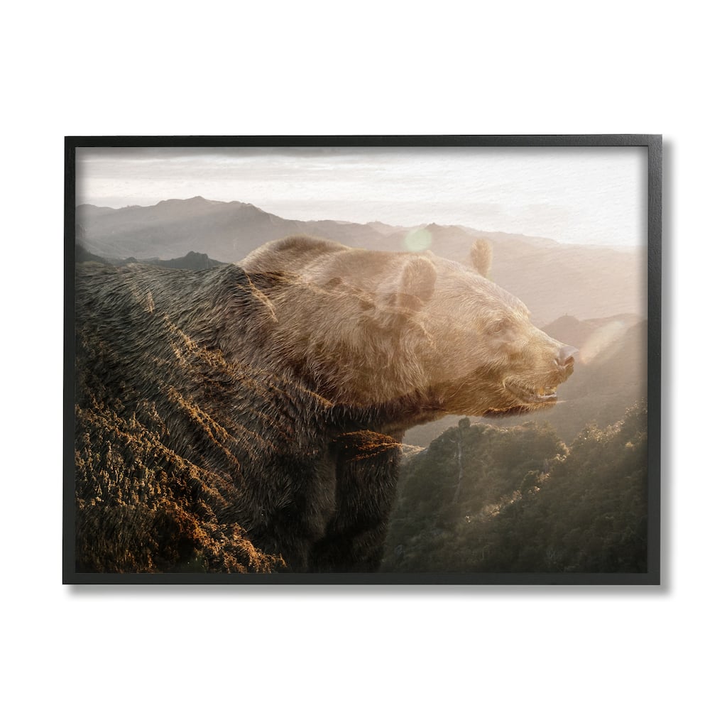 Stupell Abstract Wilderness Bear Rustic Mountain Range Modern Photography Framed Wall Art - Brown