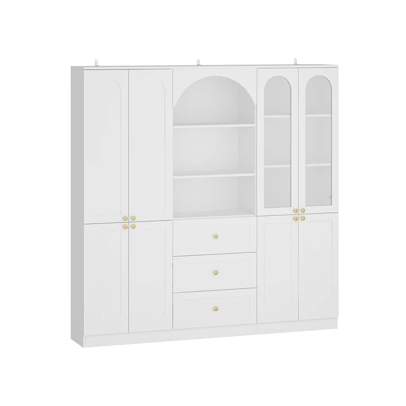 Modern White Display Cabinet Bookshelves Showcase Storage Wardrobe Organizer Cabinet