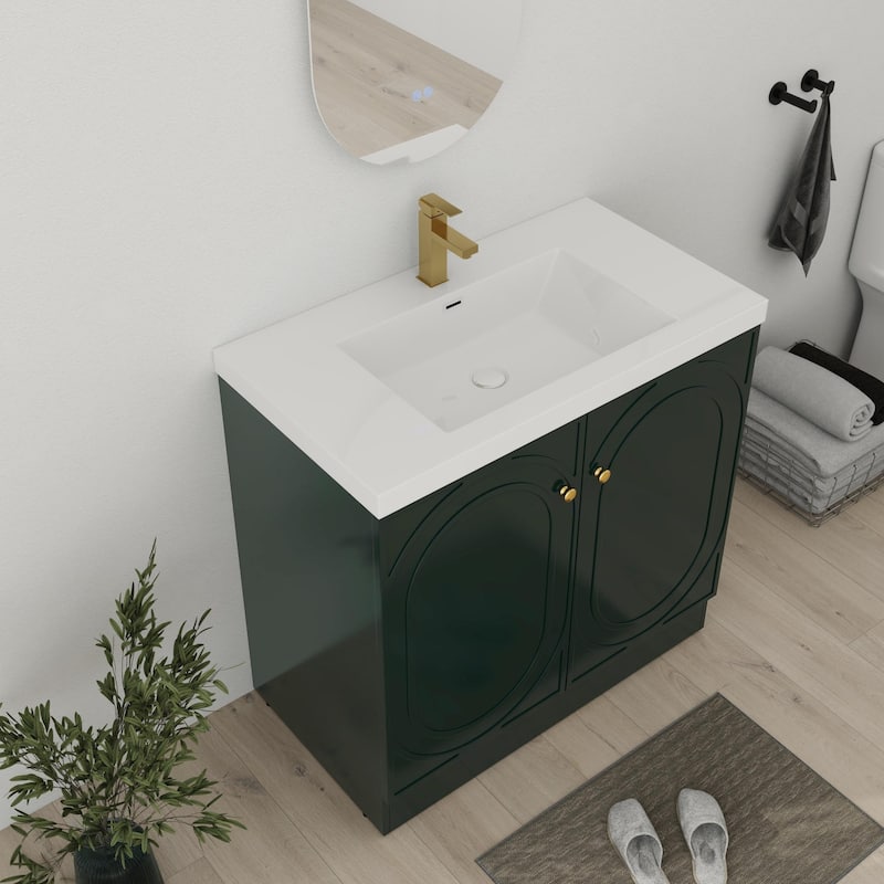Bathroom Vanity With Sink In 24/30/36 Inch, Freestanding Bathroom Vanity With Soft Close Door and Adjustable Shelf