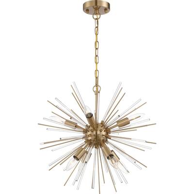 Cirrus 8-Light Chandelier Vintage Brass Finish with Glass Rods - N/A