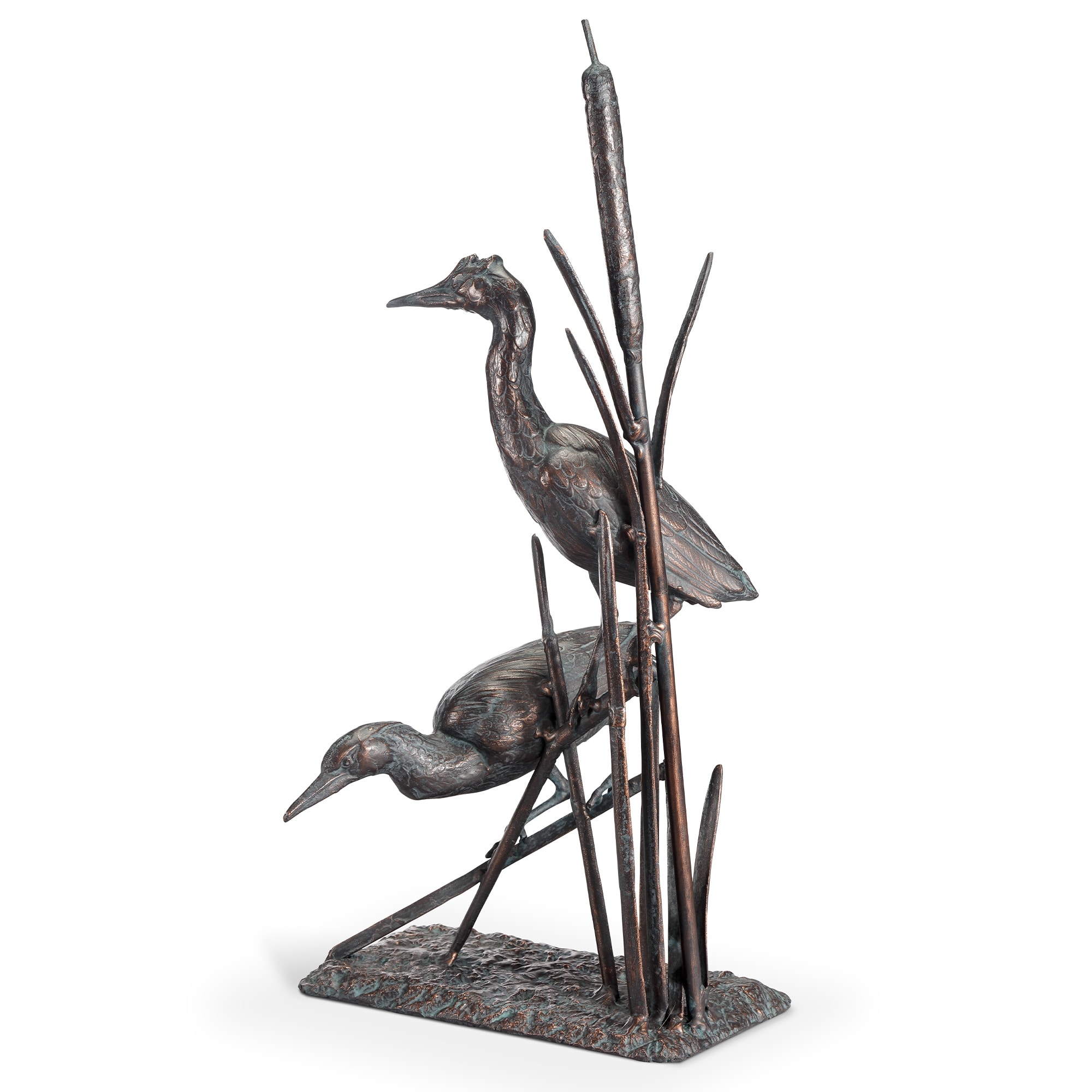 Spi Heron Couple With Reeds Sculpture 28.5" X 15" X 11" 8 Lbs. - 28.5 X 15 X 11 inches
