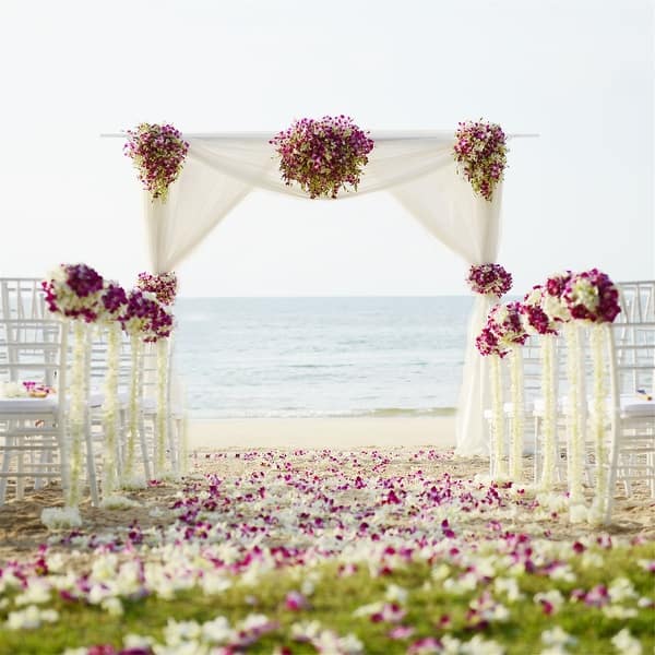 slide 2 of 9, Metal Garden Pergola Archway Stand FIrm Wedding Ceremony Backdrop Rack White