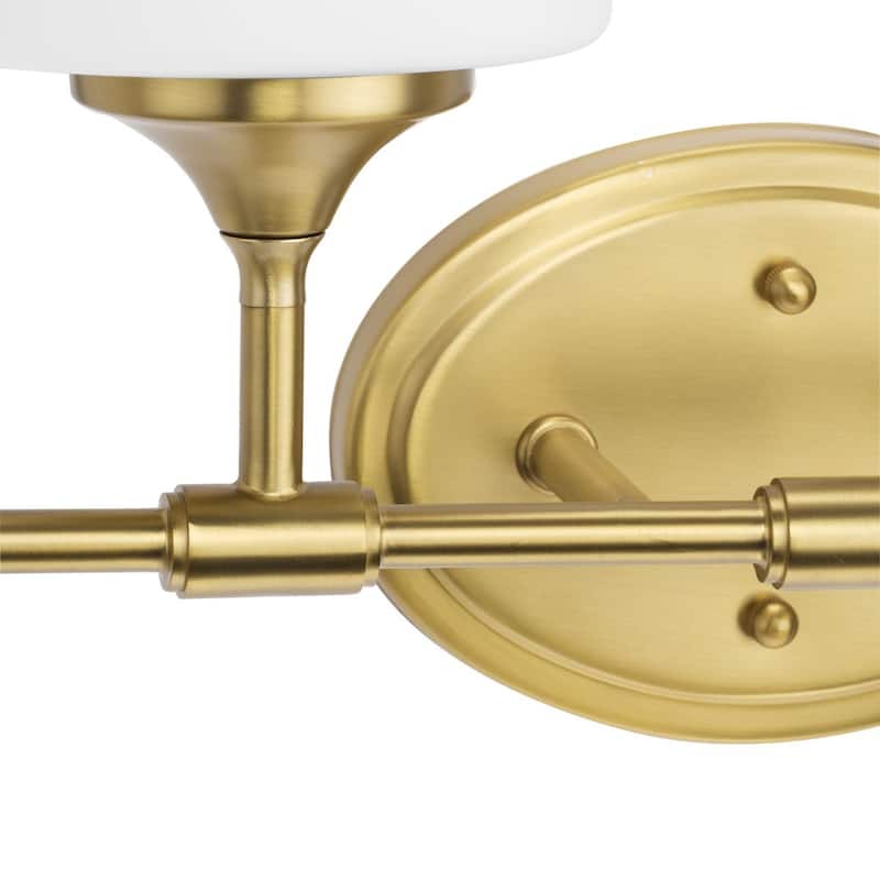 Lynzie Collection Four-Light Brushed Gold Etched Opal Glass Modern Bath Vanity Light - 33.25 in x 5.625 in x 11.125 in