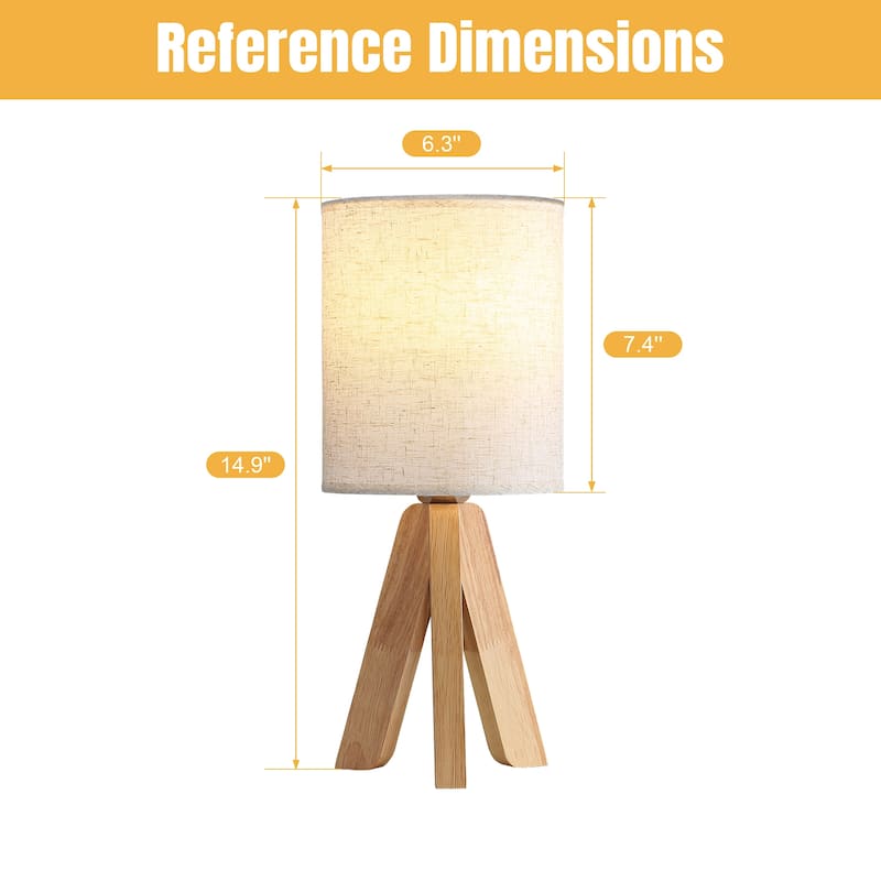 Modern Wood and Linen Table Lamp with Rocker Switch - Natural Wood & Beige Fabric Shade (No Bulb Included)