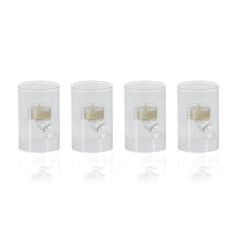 Kelly 4-Piece Set Glass Tealight Holder/Hurricane