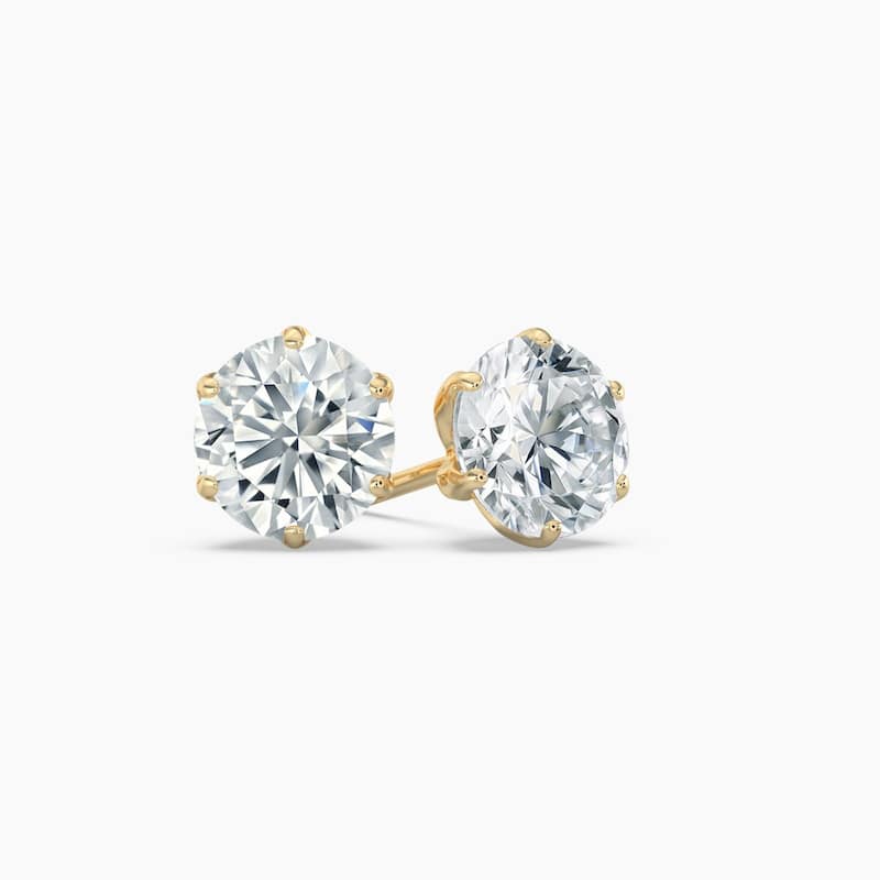 Auriya 14k Gold Lab-Grown Round Diamond Stud Earrings | (0.50-4.00 ct. tw) (6-Prong Crown Push-Back) (F-G VS)