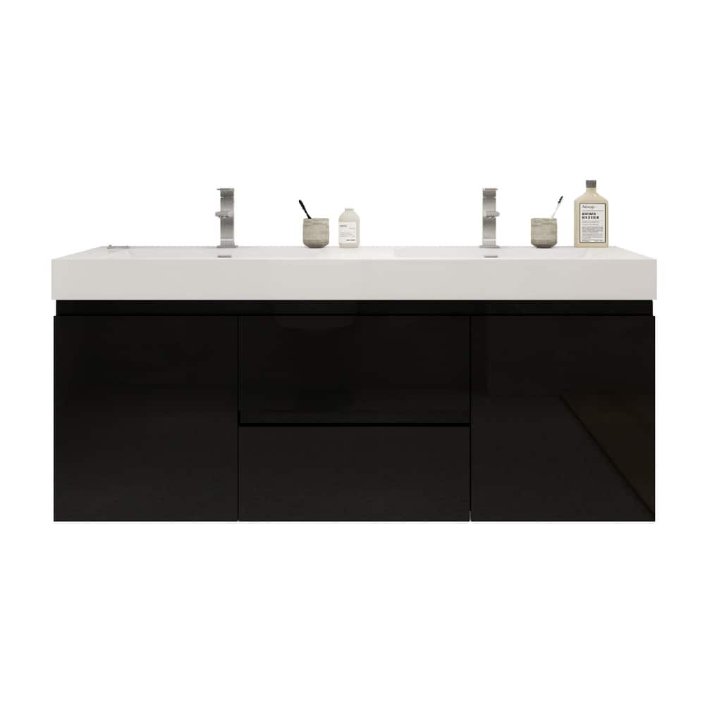 Baillie 60'' Wall-Mounted Vanity with Double Reinforced Acrylic Sink