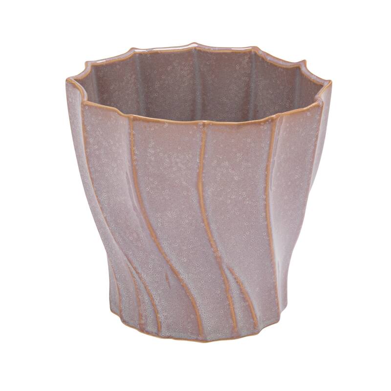Stoneware Swirled Planter in Reactive Glaze - Purple