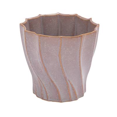 Stoneware Swirled Planter in Reactive Glaze