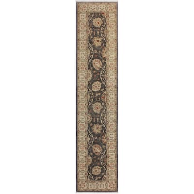 Boho Chic Ziegler Jama Gray Beige Hand-Knotted Wool Runner - 2'6" x 10'8"