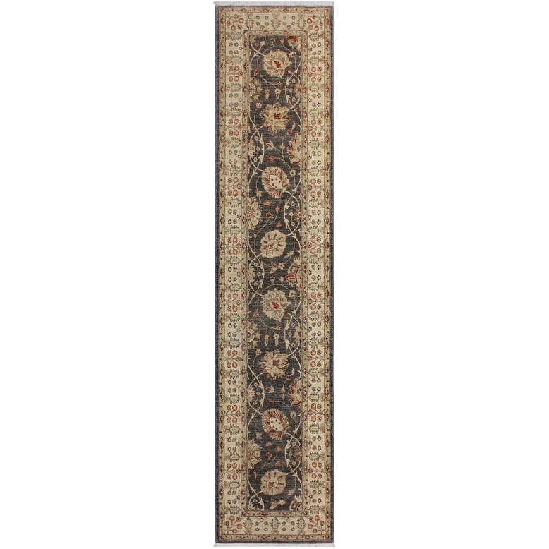 Boho Chic Ziegler Jama Gray Beige Hand-Knotted Wool Runner - 2'6" x 10'8"