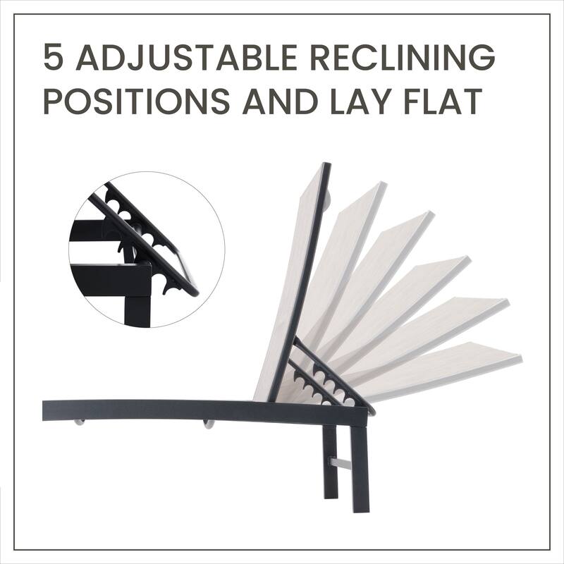 VredHom Outdoor Patio Adjustable Aluminum Chaise Lounges (Set of 4) - 76.38" L x 23.62" W x 13" H