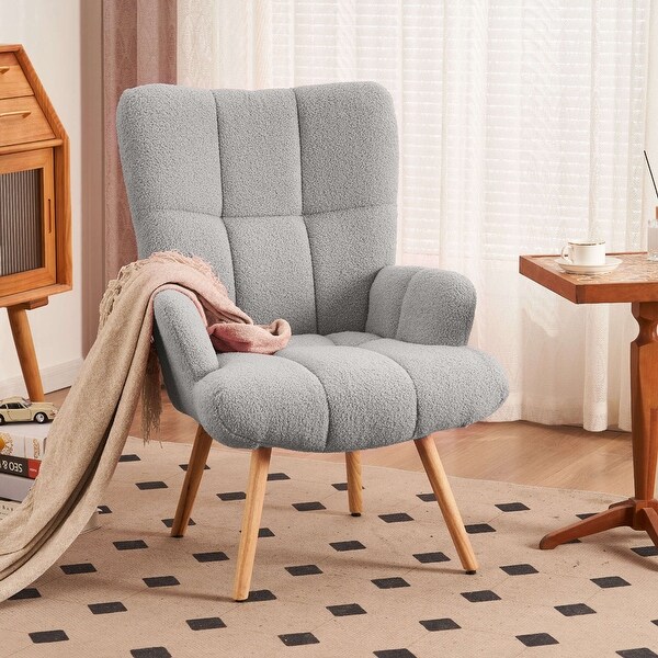 FERPIT Rocking Accent Chair Teddy Upholstered Glider Nursery Accent Chair Padded Seat with High Backrest for Living Room On Sale Bed Bath Beyond 38190930