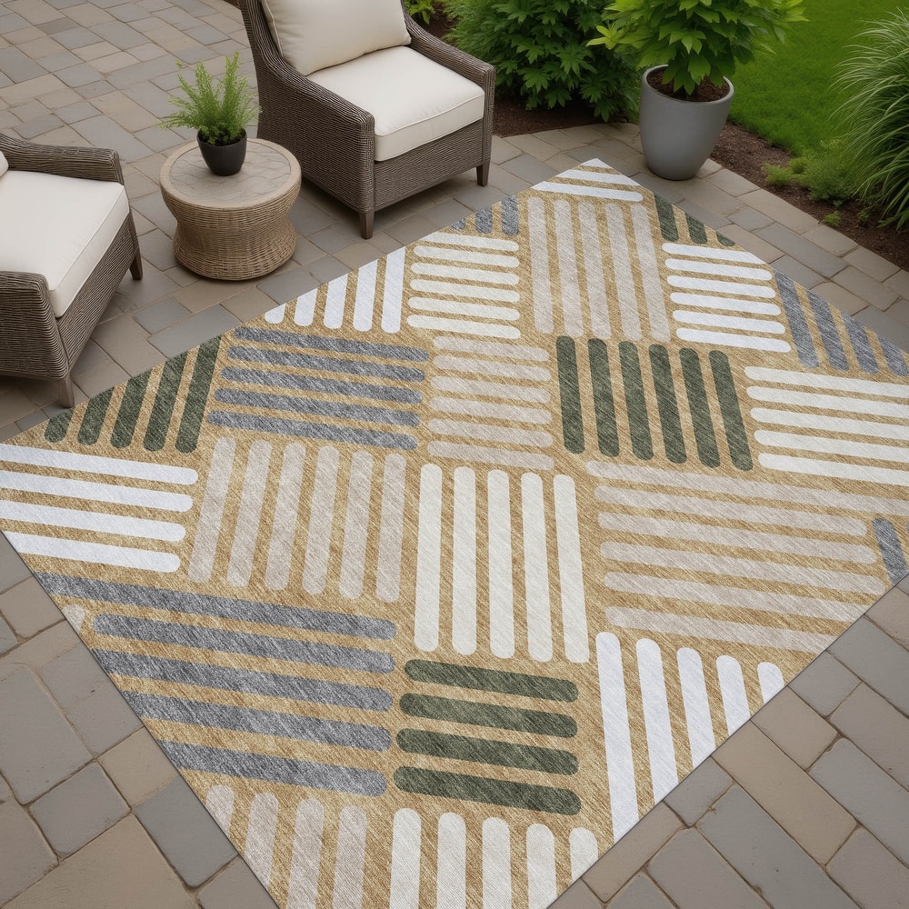 Machine Washable Indoor/ Outdoor Modern Weave Chantille Rug