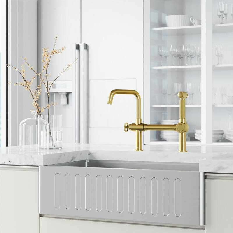 Vigo VG02050 Cass Single-Handle High-Arc Widespread Bridge Kitchen