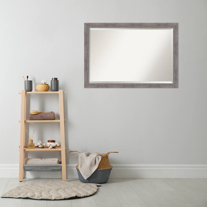 Beveled Bathroom Wall Mirror - Pinstripe Frame