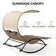preview thumbnail 13 of 37, Outdoor Double Chaise Lounge Chair Rocking Lounger with Sunshade Canopy - 54.5"W*67.3"D*65.7"H