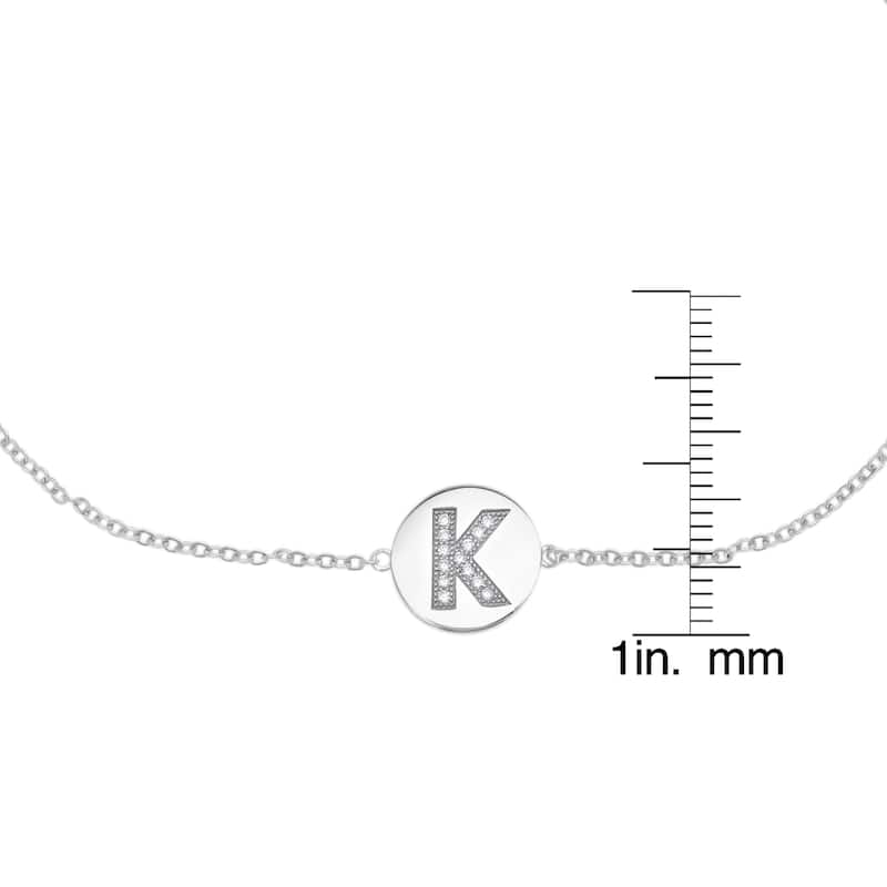 Victoria Townsend .925 Sterling Silver Cubic Zirconia Initial Anklet Bracelet