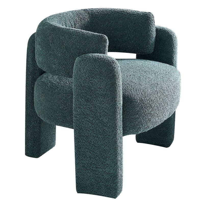 34.65" Wide Boucle Upholstery Accent Chair Beige - Green