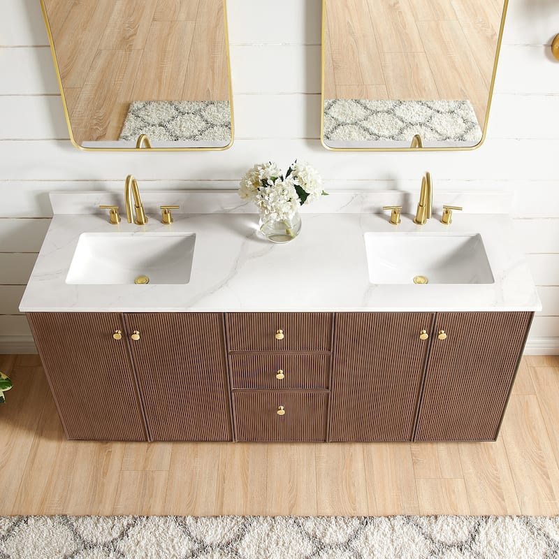 Oza Bath Vanity with Quartz Stone Top and Mirror