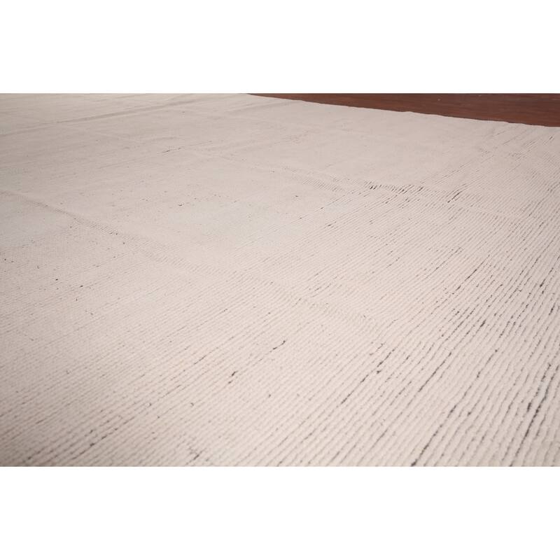 Ivory Moroccan Oriental Large Area Rug Hand-Knotted Wool Carpet - 12'0"x 18'7"