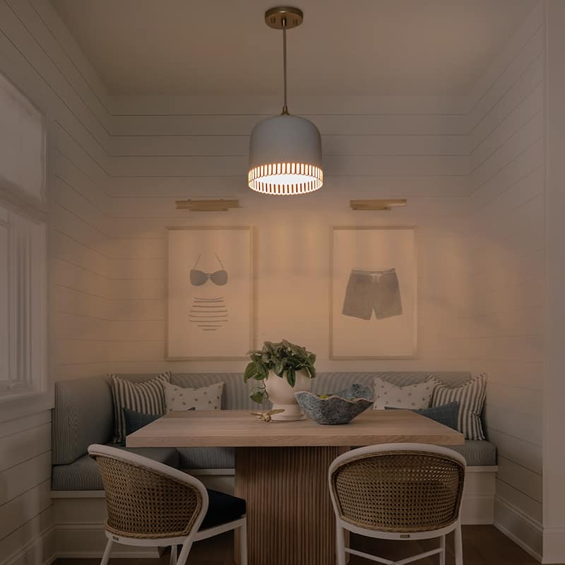 Modern 2-in-1 Dome Pendant or Flush Mount Light Openwork Iron Shade