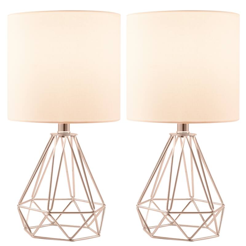 CO-Z 15.5-inch Desk Lamps with Drum Shades and Caged Bases, Set of 2