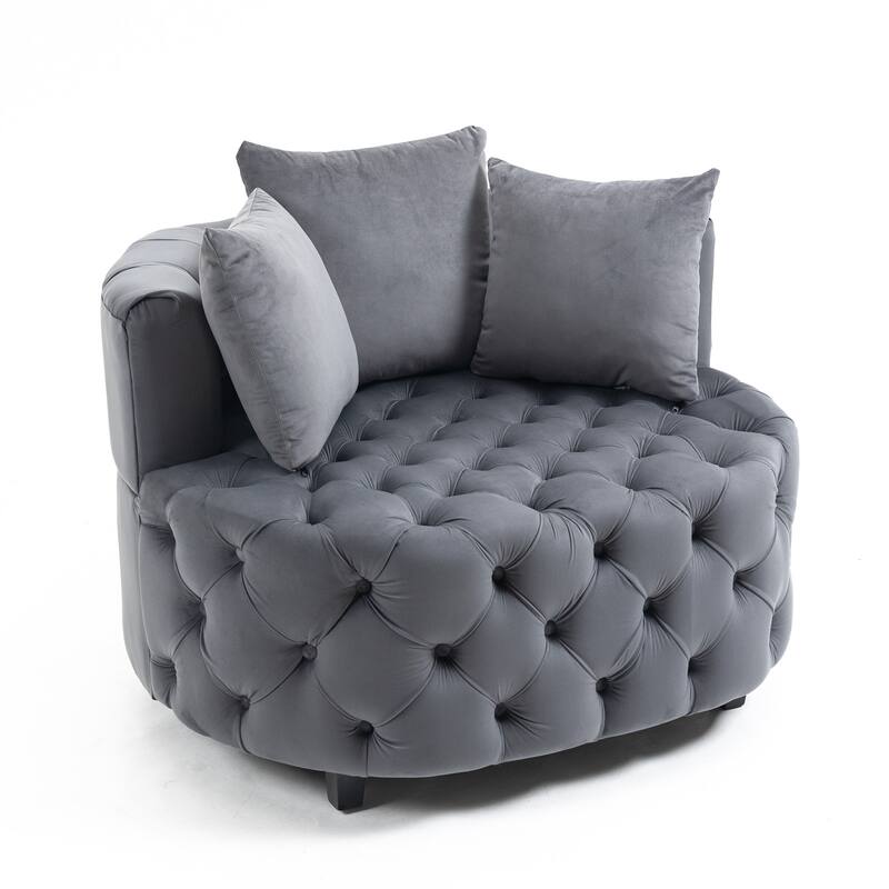 40.6''Wide Accent Sofa Chair, Upholstered Velvet Barrel Sofa Chair