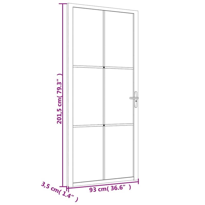 vidaXL Glass Door Interior Door with Alloy Handle ESG Glass and Aluminum Black