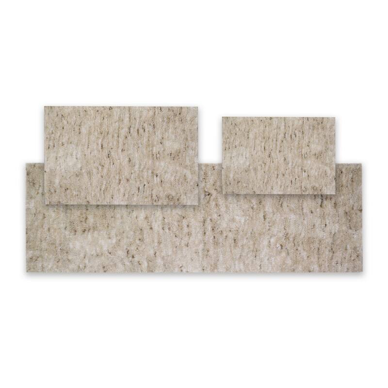 Home Weavers Cloud Comfort 100% Microfiber Bathroom Rug, Non Slip Bath & Water Absorbent Soft Bath Mat - 3 PC Set with Runner - 17"x24", 21"x34", 22"x60" - Ivory