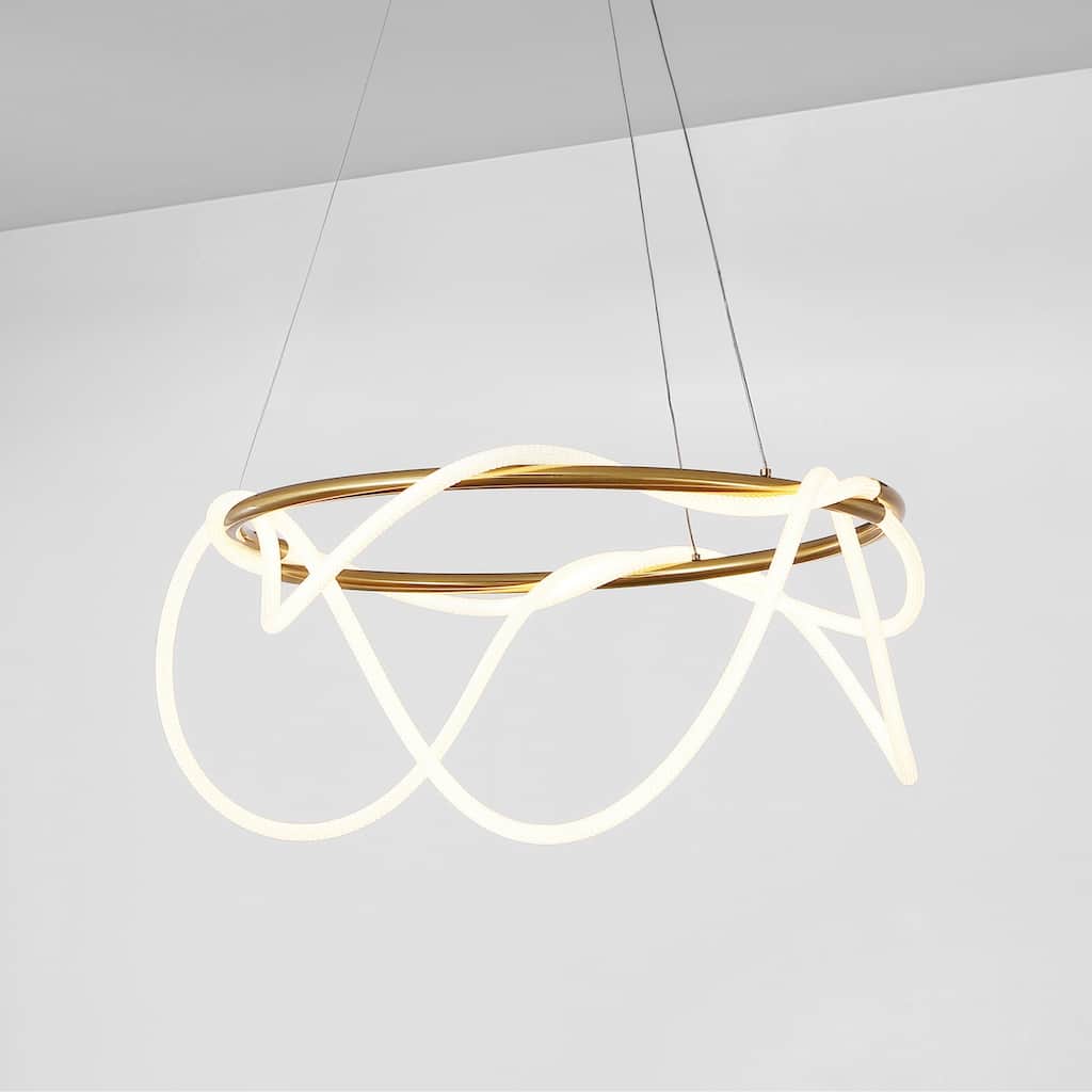 Nuvola 25" Contemporary Minimalist 360 Adjustable Silicone Neon Rope Dimmable Integrated LED Chandelier, by JONATHAN Y