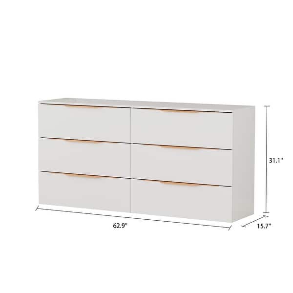Premium 63-inch 6 Drawers White Floor Double Dresser by Kerrogee - Bed Bath  & Beyond - 35523713