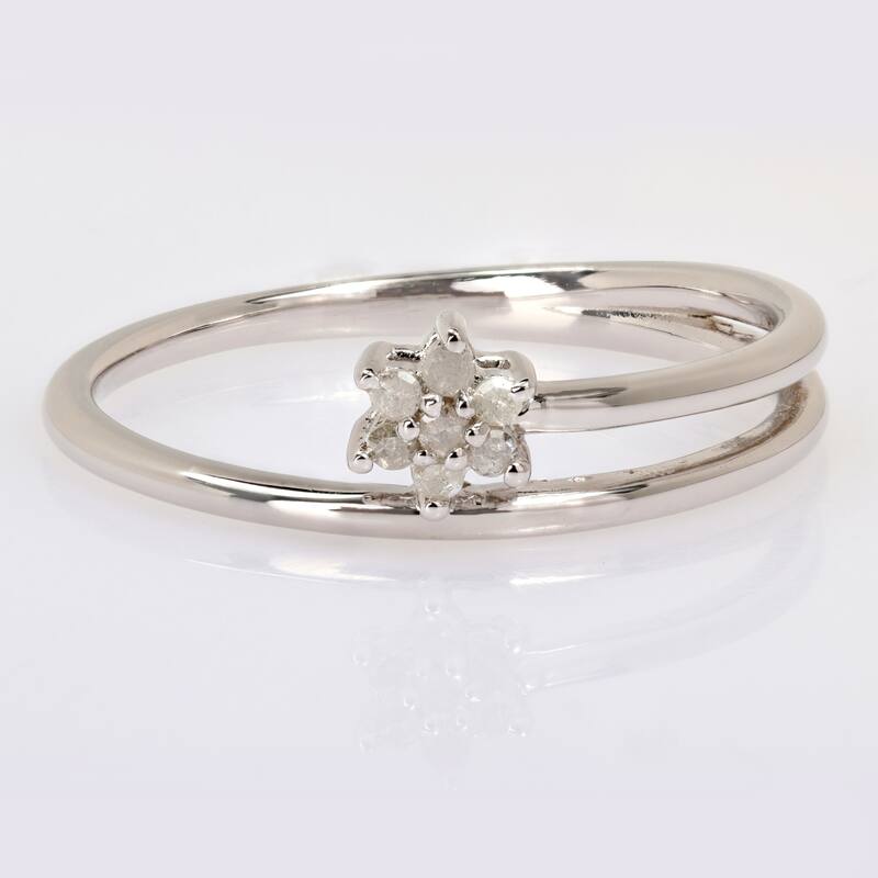 Miadora Diamond Accent Floral Wrap Promise Ring in Sterling Silver