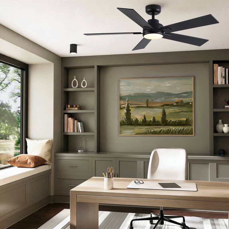 Cusp Barn 52" Modern Ceiling Fan with Light and Remote, LED Integrated Dimmable Reversible DC Motor Ceiling Fan for Living Room
