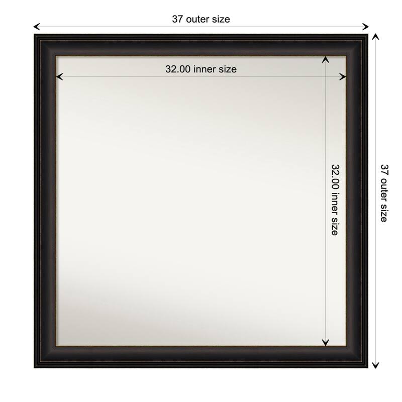 Trio Oil Rubbed Bronze Framed Non-Beveled Custom Wall Mirror, Bathroom Vanity Mirror - Outer Size: 36.5 x 36.5