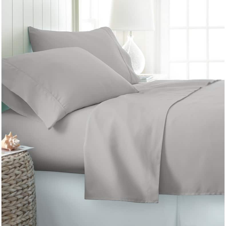 Becky Cameron Ultra-Soft Deep Pocket 4 Piece Microfiber Bed Sheet Set - Queen - Light Gray