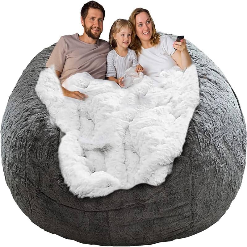 Bean Bag Chair Cover(No Filler)Big Round 6ft - Grey