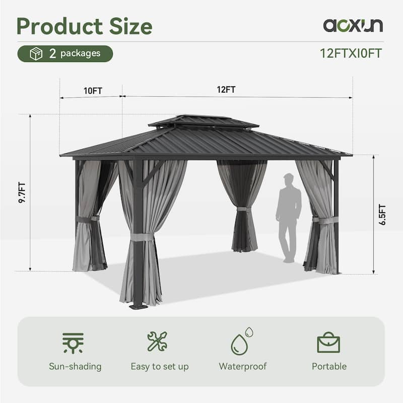 Hardtop Gazebo with Double Galvanized Steel Roof