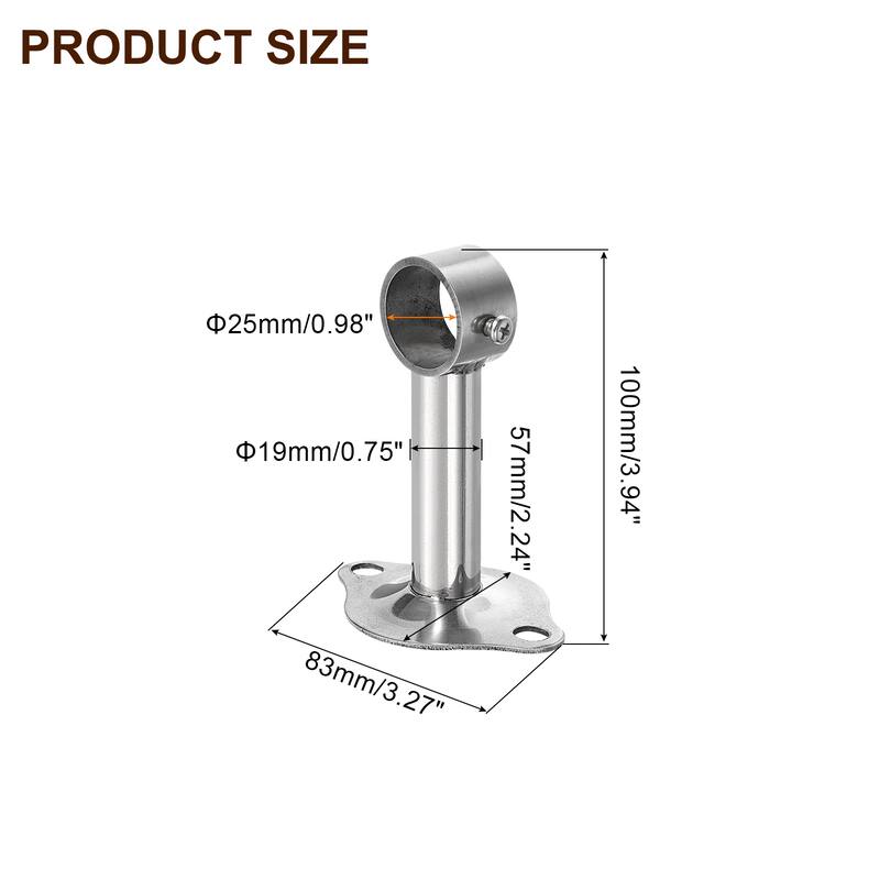 3 Set Ceiling Mount Curtain Rod Bracket - Silver - Fit 0.98" - 3.94"L