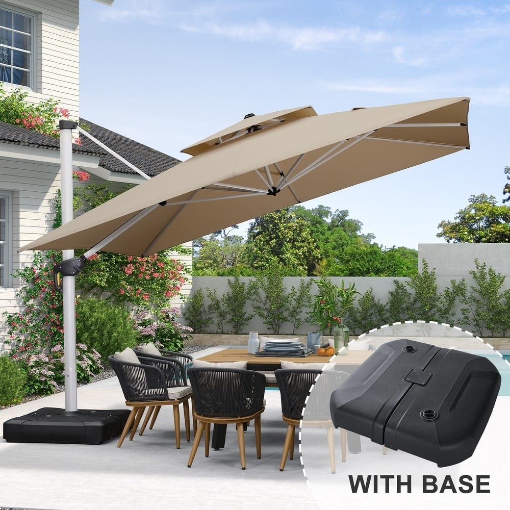 PURPLE LEAF 11ft Square Patio Cantilever Umbrella with Base