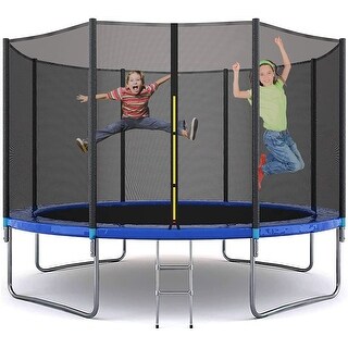 12ft-outdoor-trampoline-with-enclosure-recreational-ladder-bed-bath