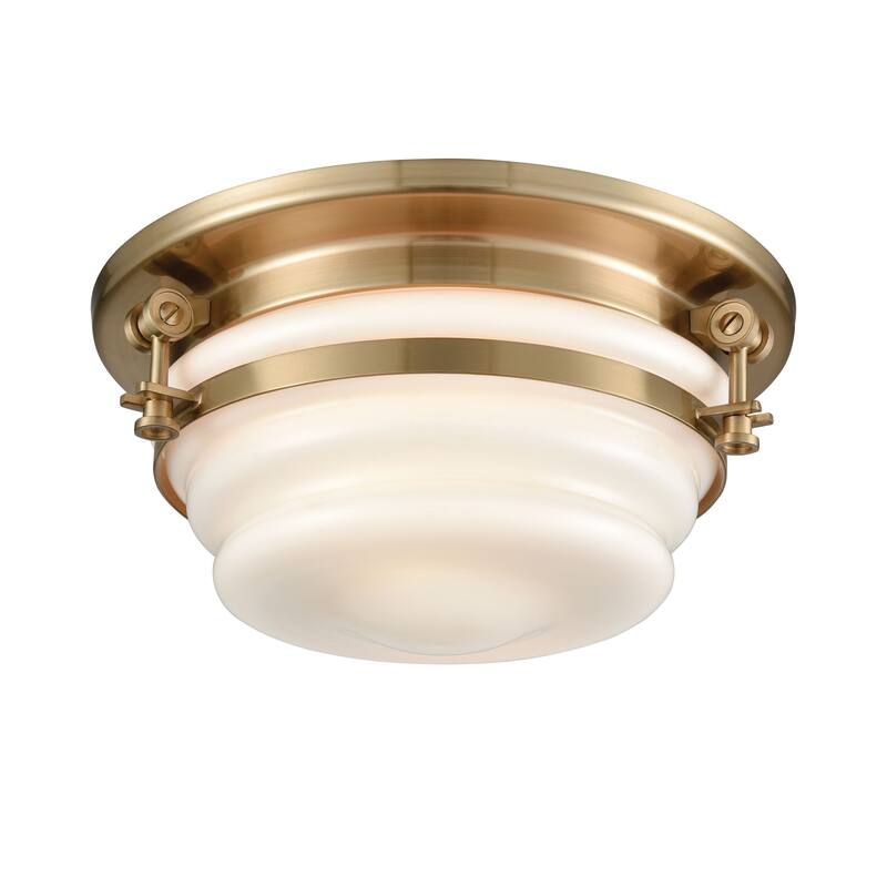 Elk Home Riley Satin Brass With Opal Blown Glass 2 Light Flush Mount - Satin Brass
