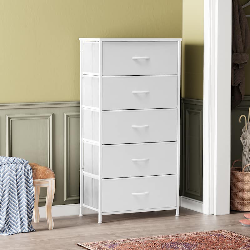 VredHom Vertical 5 Drawers Storage Tower - White - 5-drawer