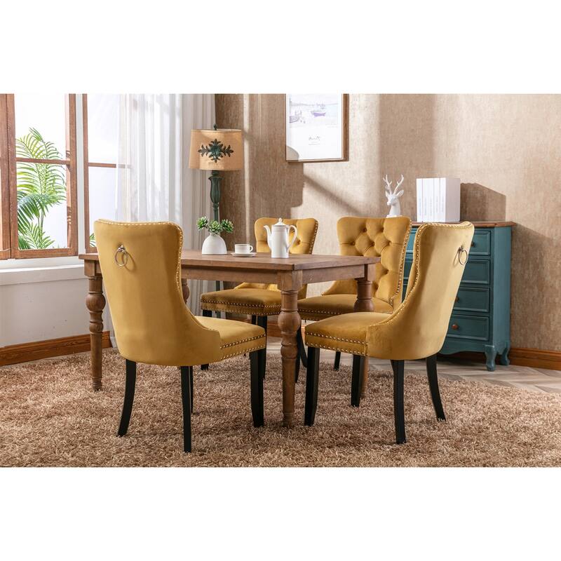 Tufted Solid Wood Velvet Upholstered Dining Chair