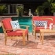 preview thumbnail 4 of 8, Peyton 4-piece Outdoor Wooden Chat Set by Christopher Knight Home