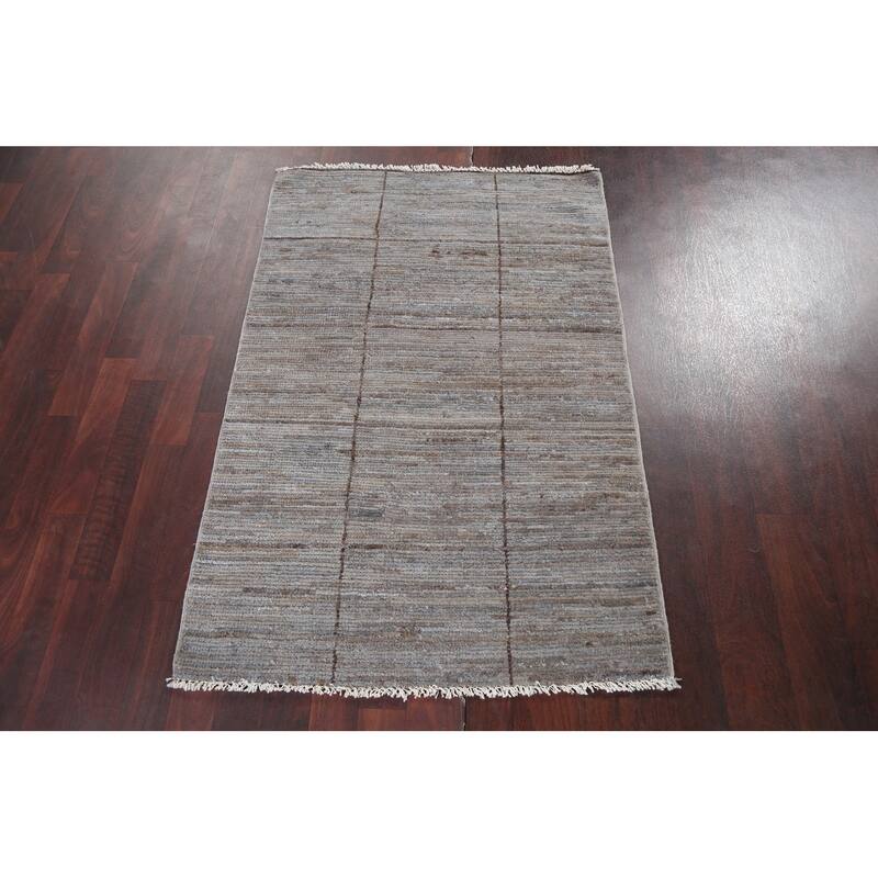 Geometric Checkered Gabbeh Kashkoli Area Rug Hand-knotted Wool Carpet - 2'11" x 4'6"