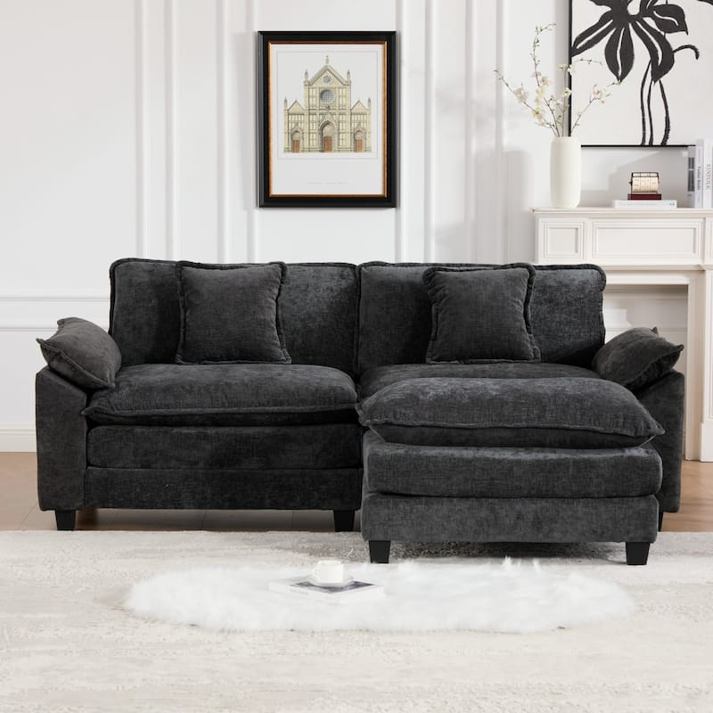 Roomfitters Cloud Loveseat Sofa, Modern Chenille Upholstered 2-Seater with Deep Cushions and Wide Armrests