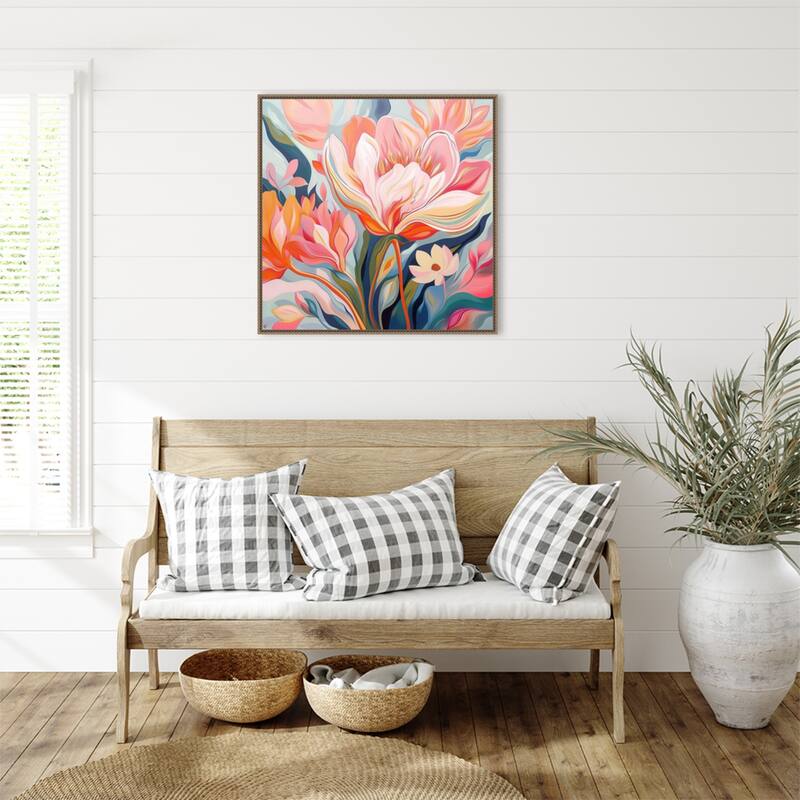Floral Model Painting by Tradelink inhouse artist Framed Canvas Wall Art Print