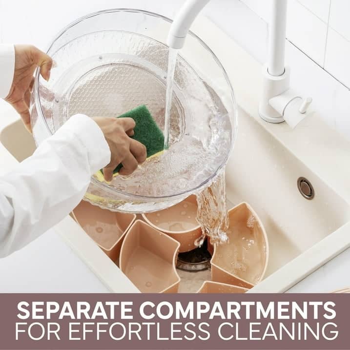 COOK WITH COLOR Round Snackle Box – 6-Compartment Serving Tray with Lid and Handle,Kids Lunch Box & Meal Prep Snack Container